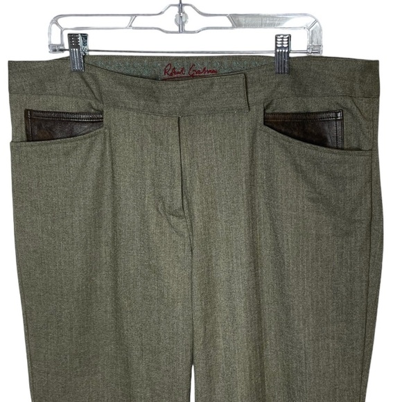 ROBERT GRAHAM GREY WIDE LEG DRESS PANTS SIZE 14 FAUX LEATHER TRIM - Picture 3 of 13